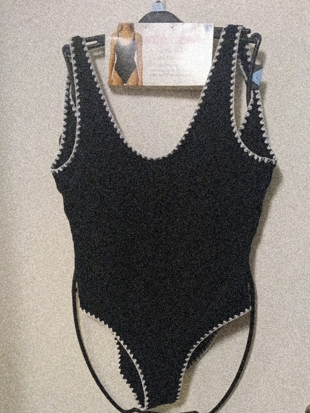 Betsey Johnson LRG  Swimsuit Black W/ White Accent Trim